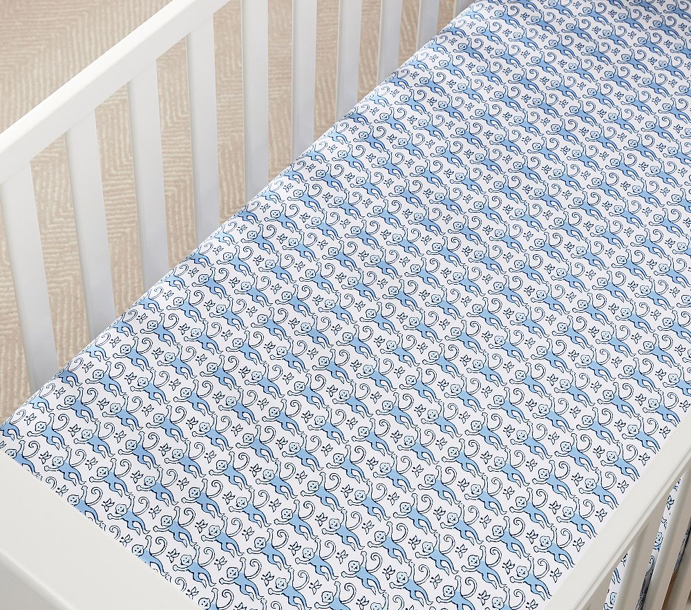 Roller Rabbit Monkey Organic Crib Fitted Sheet