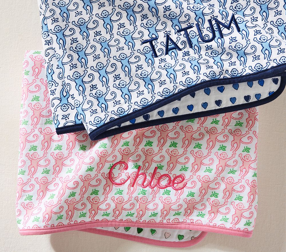 Roller Rabbit Oversized Organic Muslin Baby Blanket | Pottery Barn Kids