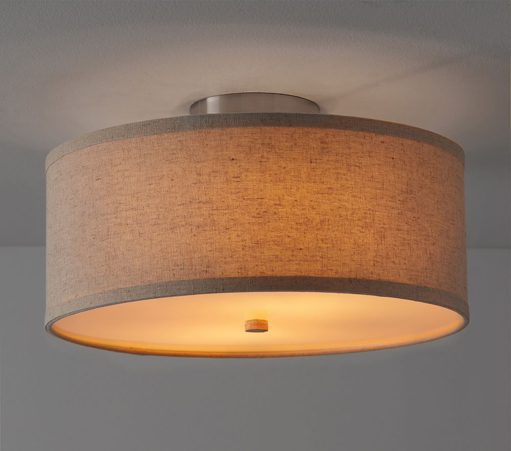 Open Box: Linen Drum Flush Mount (16") | Pottery Barn Kids
