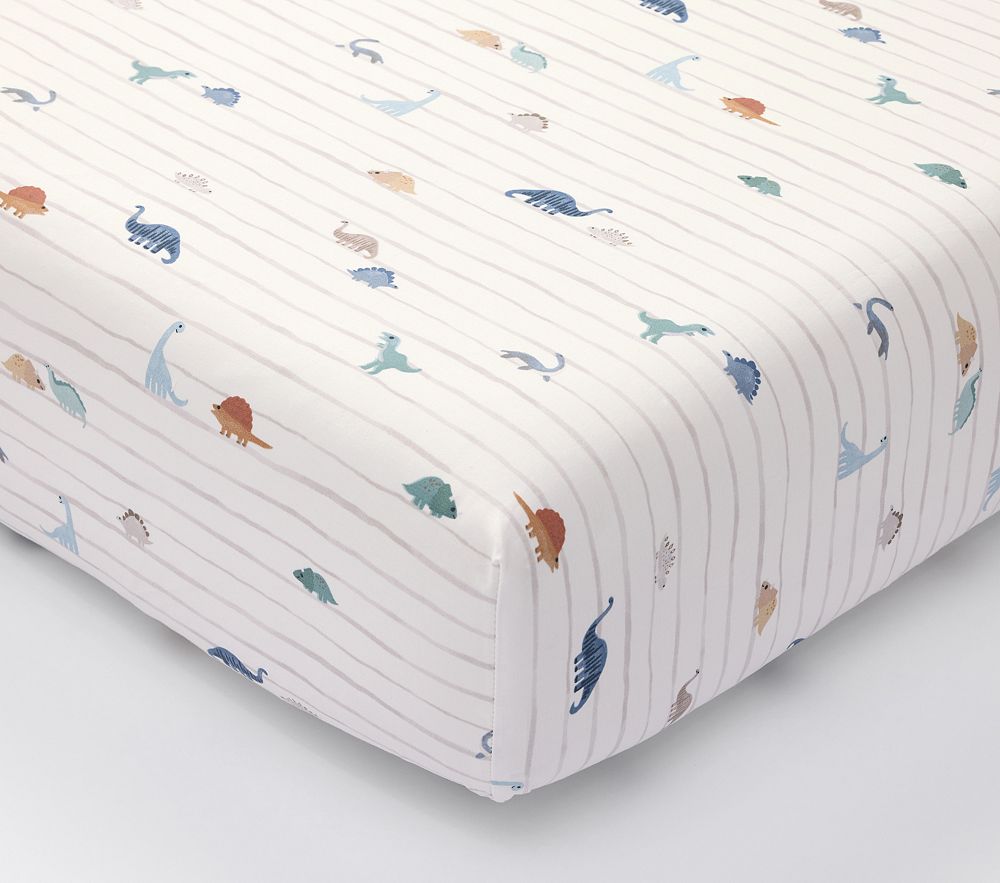 Dillon Dino Stripe Organic Crib Fitted Sheet