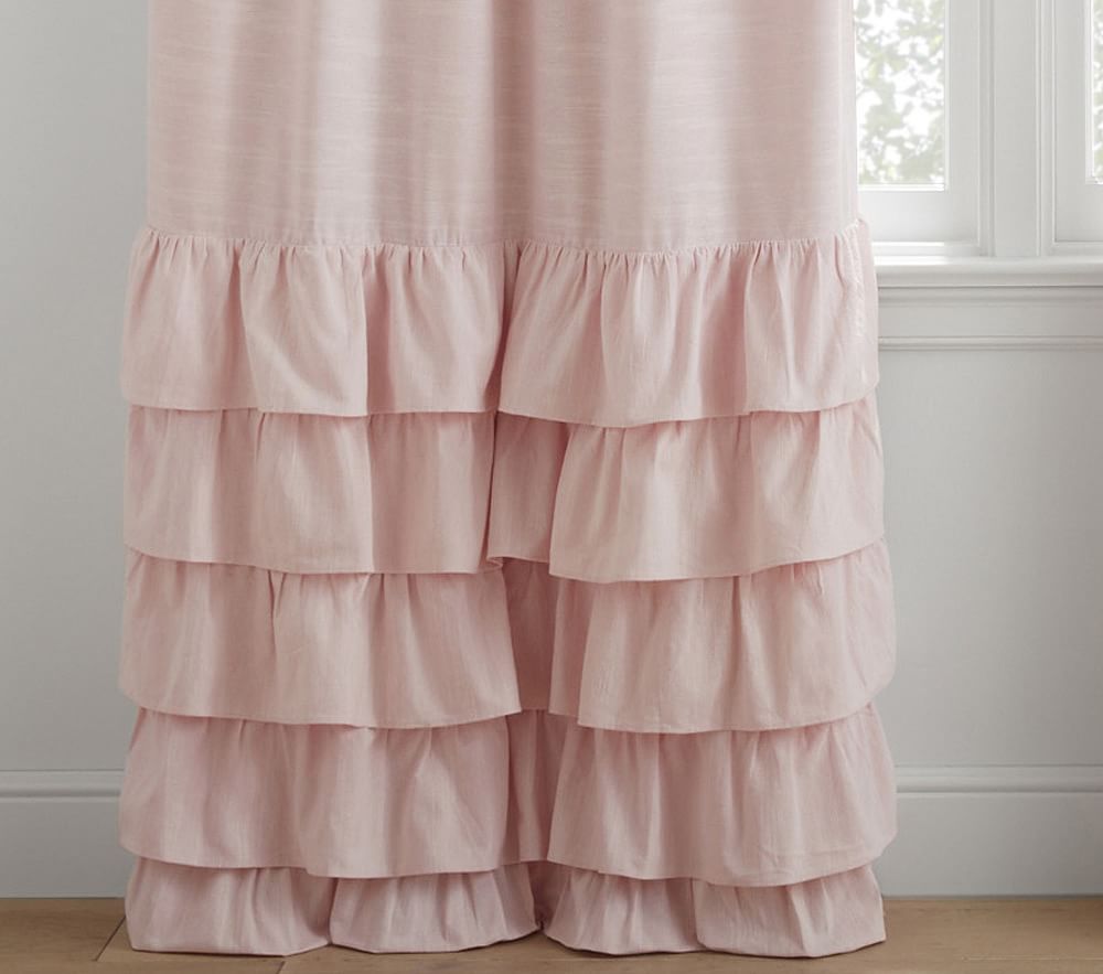 Open Box: Custom Evelyn Ruffle Bottom Panel, 44"W x 108"L, Individual - Light Pink