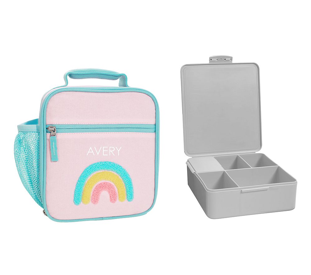 Mackenzie Pink Chenille Rainbows Lunch &amp; Bento Bundle, Set of 2