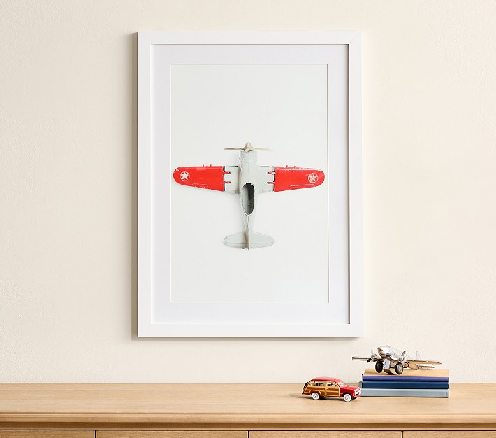 Leslee Mitchell Red & Grey Plane Framed Art