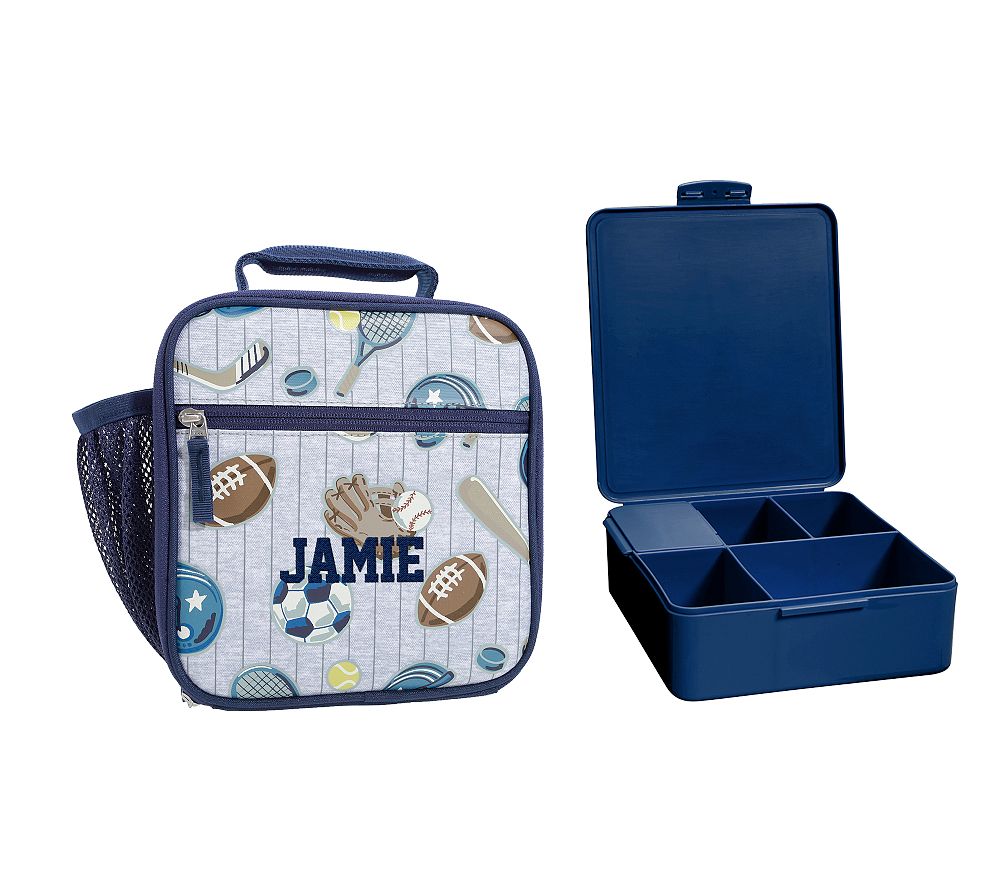 Mackenzie Glow-in-the-Dark Pinstripe Sports Lunch &amp; Bento Bundle, Set of 2