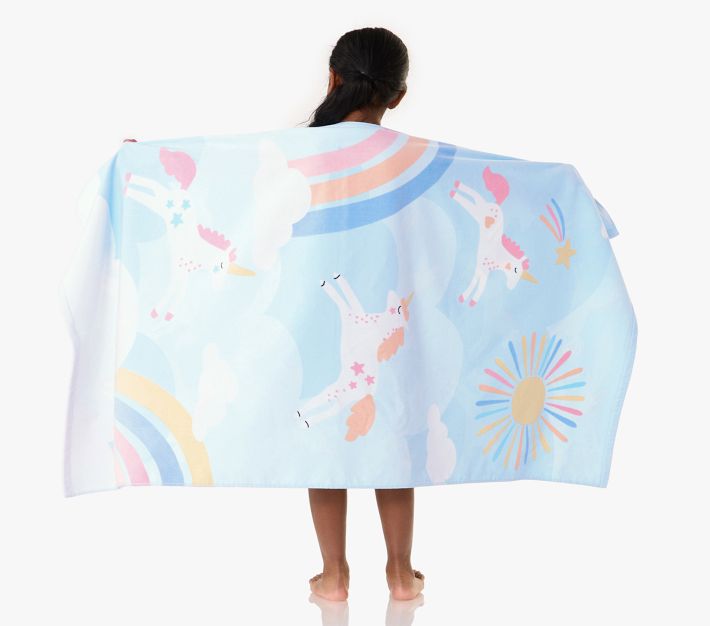 Rainbow Unicorn Kid Reversible Beach Towel UPF 50+ | Pottery