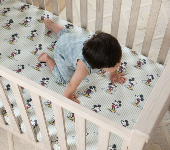 Disney Home x Sanderson Mickey Mouse Stripe Organic Crib Fitted