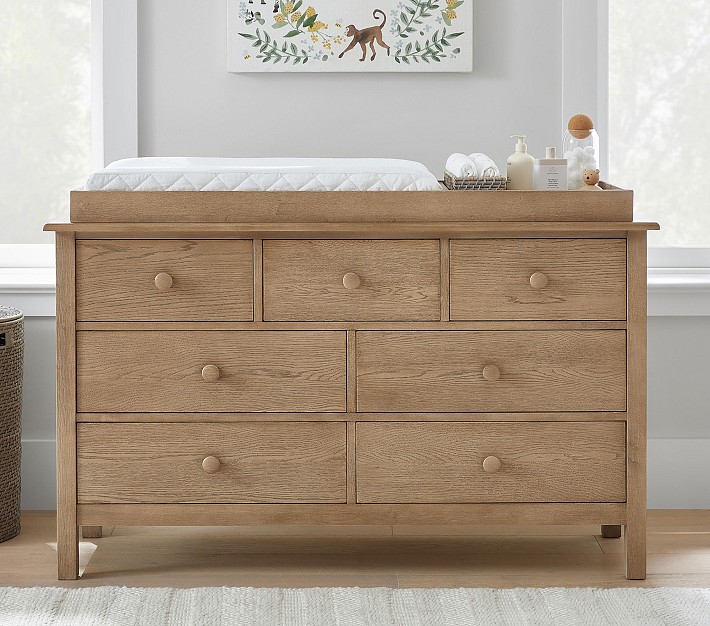 brown changing table dresser Delta Children Saint 4 Drawer Dresser with Changing Top, Bianca White main image 0