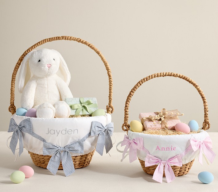 Striped Bows Easter Basket Liner Pottery Barn Kids