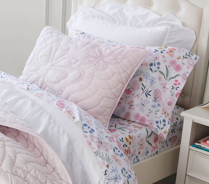 Brandream Wildblumen & Schmetterlinge Kinderbettwäsche-Set – 3-teilig, 100% Baumwolle, Für Mädchen Im Bauernhaus-Stil