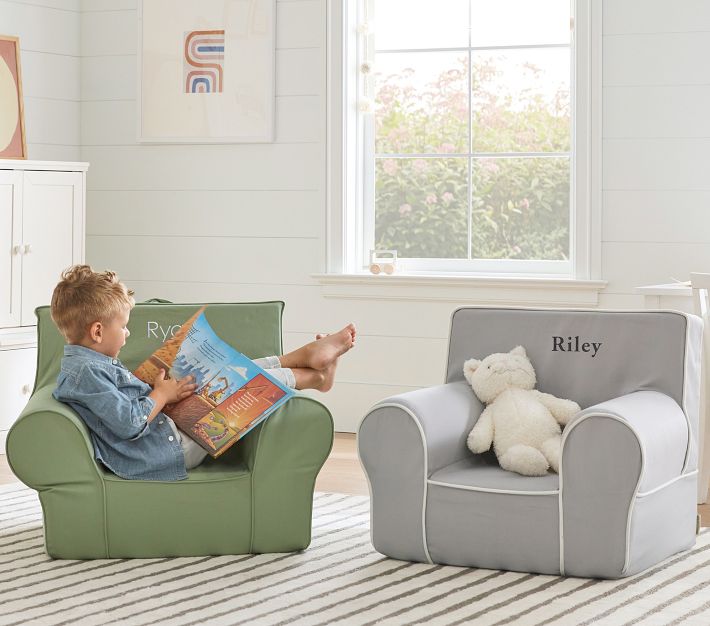 みかん　ポッタリーバーン　ファー子供椅子 Anywhere Chair®, Sage Twill | Pottery Barn Kids