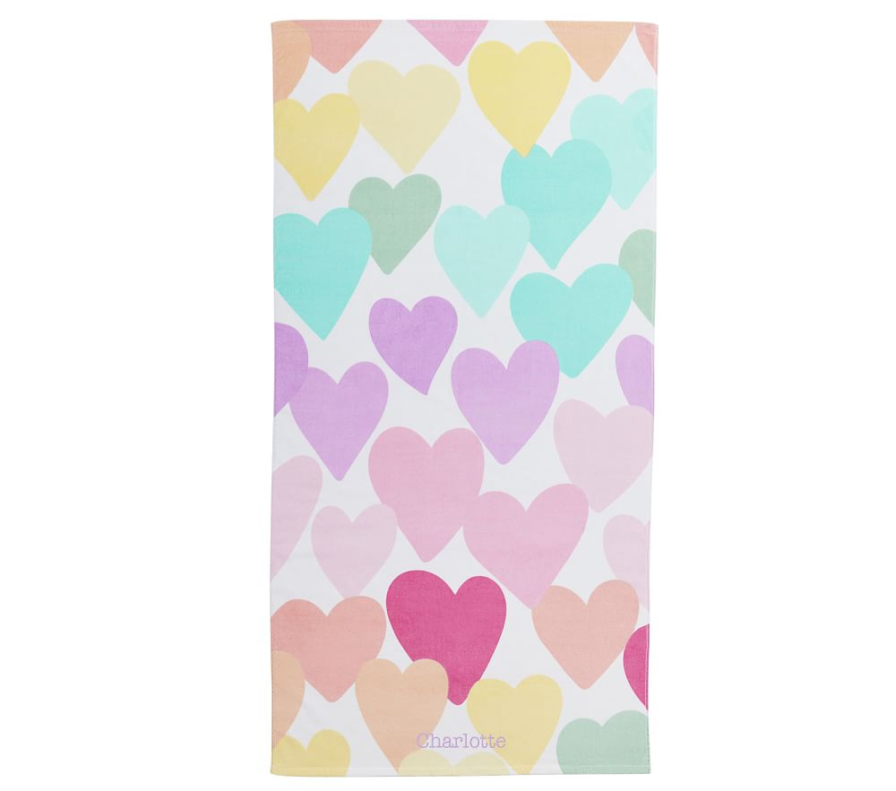 Rainbow Heart Kid Beach Towel UPF 50+