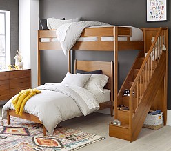west elm x pbk Mid-Century Stair Loft & Lower Bed Set