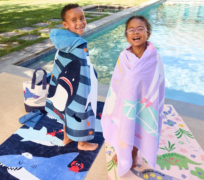 Kaufman Kids Beach Towels 30" X 60" Oversized - 100% Cotton Personalized Towels For Boys & Girls, Purple Tie-Dye