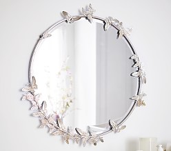 Monique Lhuillier Round Butterfly Metal Mirror (31")