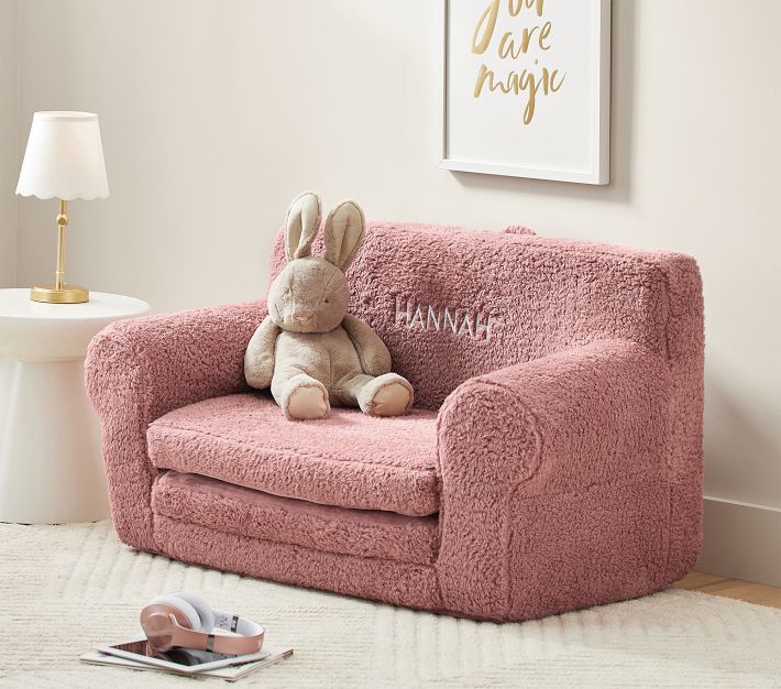 Anywhere Sofa Lounger®, Soft Berry Sherpa Pottery Barn Kids