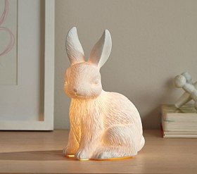 Pottery Barn セラミック ナイトライト Porcelain Bunny Critters Table Nightlight (9.5