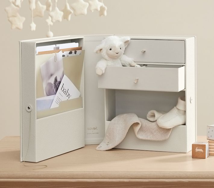 Baby Keepsake Savor Vault Box Slate Gray Customizable Newborn