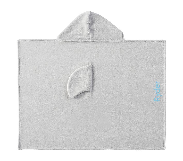 Kids Hooded Beach Towel Pullover - Shark Character Microfiber Towel With Snaps - View #2