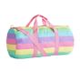 Fairfax Pastel Pink Rainbow Stripe Large Duffle Bag