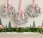 Pink Flocked Light-Up Mini Christmas Wreaths, Set of 3