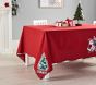 Jolly Santa Plaid Trim Tablecloth