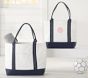 Ivory/Navy Family Travel Totes