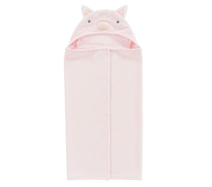 Pig Baby Hooded Towel, Pink