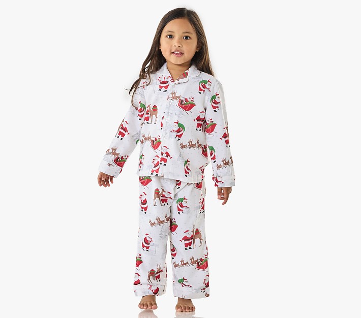 Heritage Santa Flannel Kid Pajama Set Pottery Barn Kids