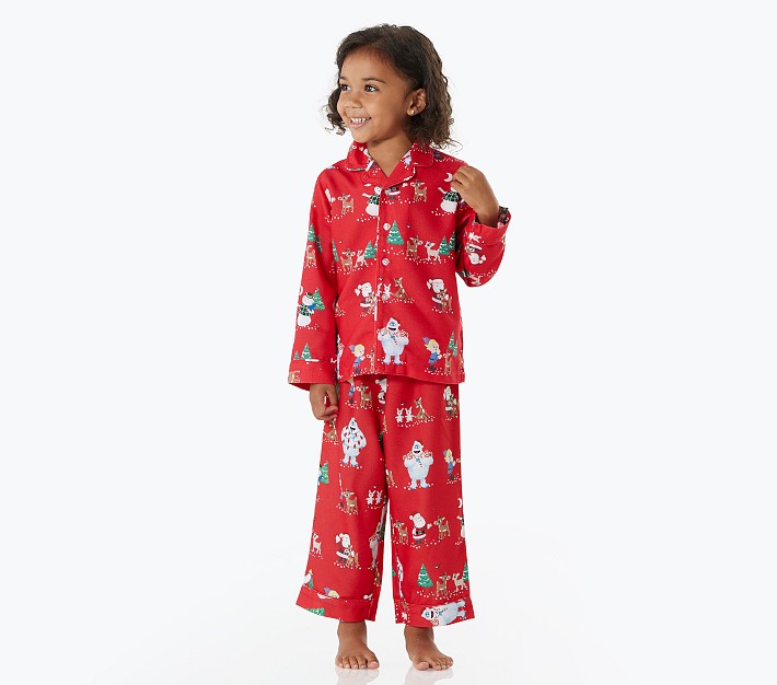 Rudolph® Flannel Kid Pajama Set Pottery Barn Kids