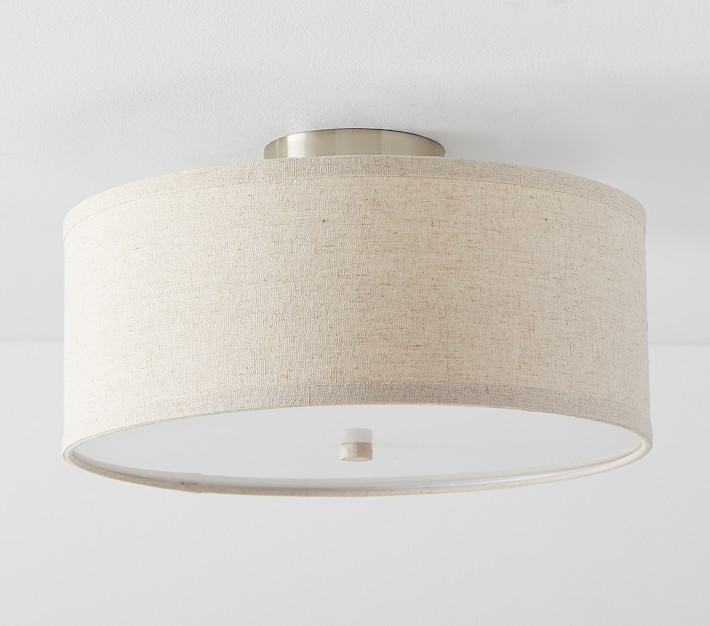 Linen Drum Flush Mount