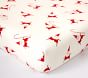 west elm x pbk Modern Smiley Santa Flannel Crib Fitted Sheet