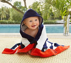 Shark Stripe Baby Beach Hooded Towel UPF 50+