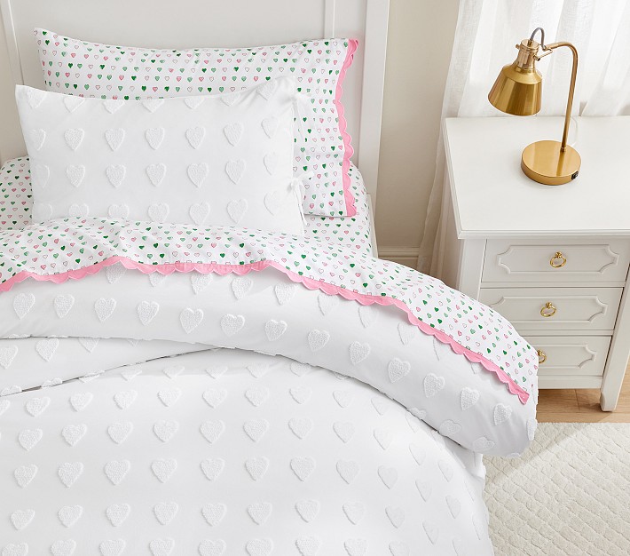 Housse de couette enfant, cœur liberté rose/vert/blanc So