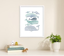 Minted® Blue Whales Wall Art by Kelsey Carlson