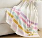 Striped Fuzzy Kid Throw Blanket &amp; Unicorn Plush Set