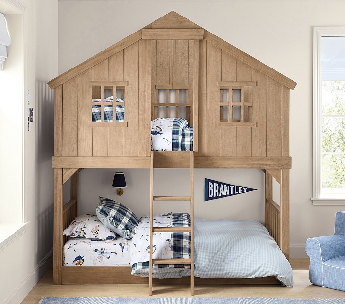 Tree House Twin-Over-Twin Kids Bunk Bed Pottery Barn Kids