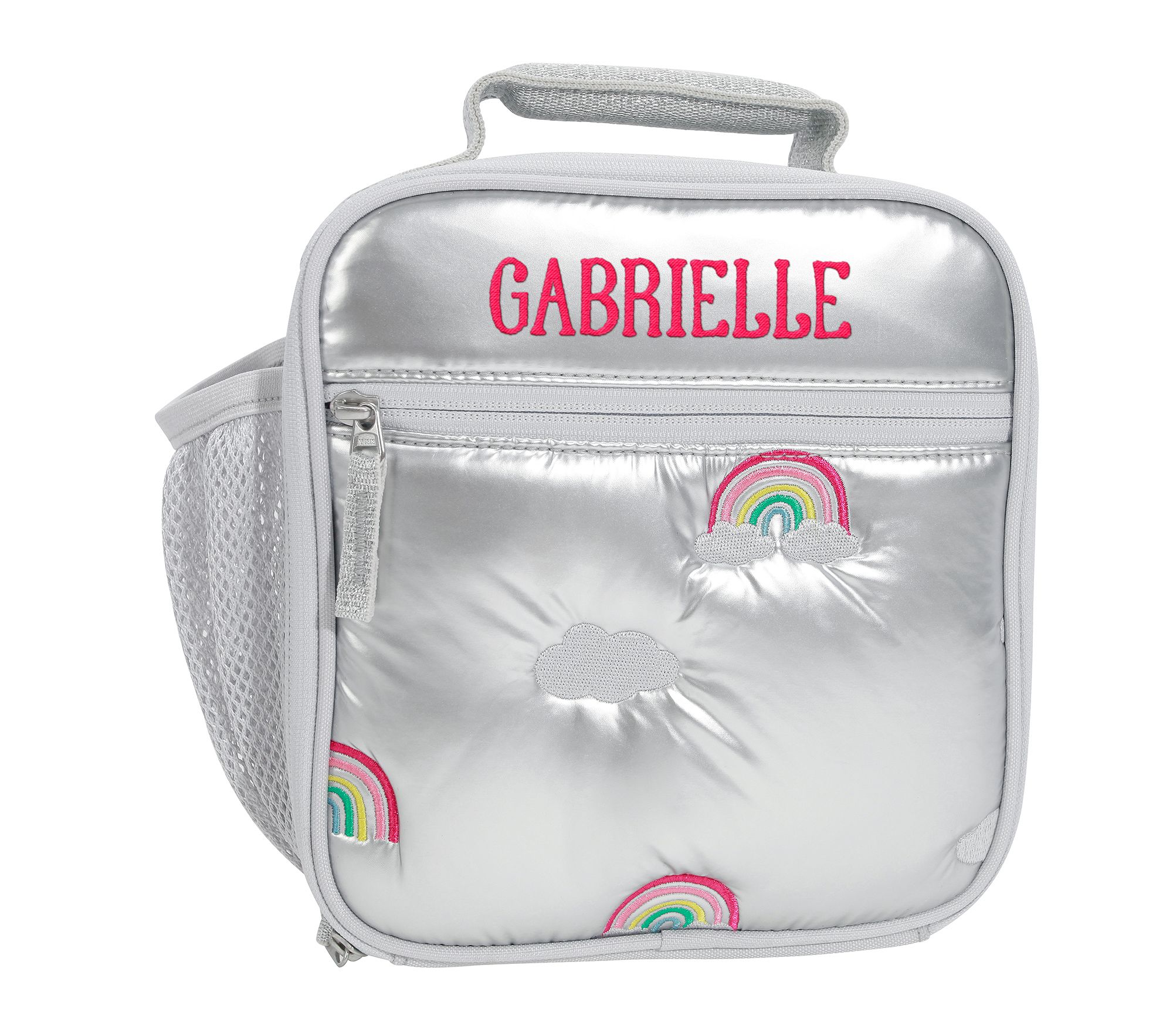 Mackenzie Puffer Metallic Silver Rainbows Lunch Box