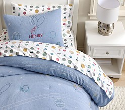 Embroidered Space Quilt & Shams