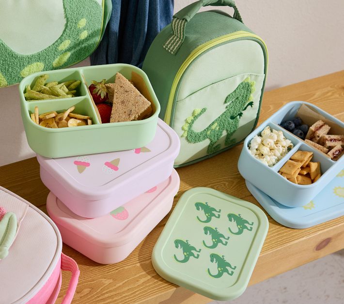 PandaEar 3-pack snackcontainers, 4 compartimenten bento snackbox