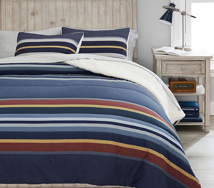 Stow Stripe Sherpa Comforter, Twin/X-Long, Multi