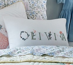 Heritage Floral Alphabet Personalized Pillow Cover