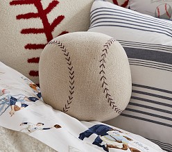 Baseball Shaped Washed Canvas Pillow