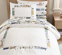 Embroidered Heritage Train Border Duvet Cover & Shams