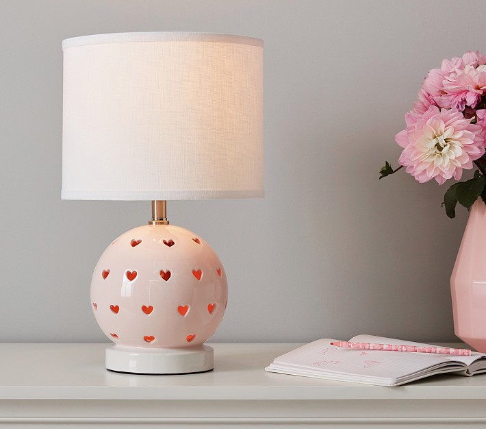 Blush Ceramic Heart Cut Out 3-Way Lamp
