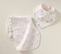Unicorn Bows Reversible Organic Muslin Bib &amp; Burp Set