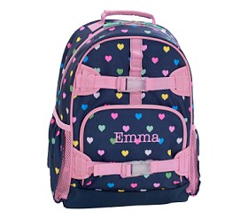 Open Box: Mackenzie Navy Pink Multi Hearts Backpacks | Pottery