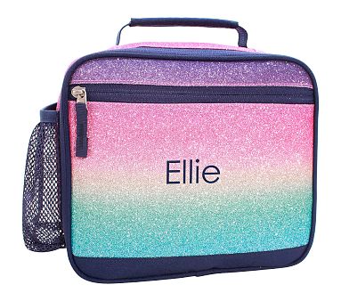 Mackenzie Rainbow Ombre Sparkle Glitter Cold Pack Lunch Box