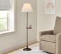 White Linen Fluted Floor Lamp with Tray (60")