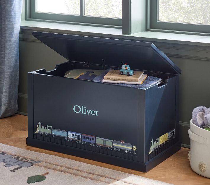 Painted Toy Chest with Trains from Pottery Barn Kids