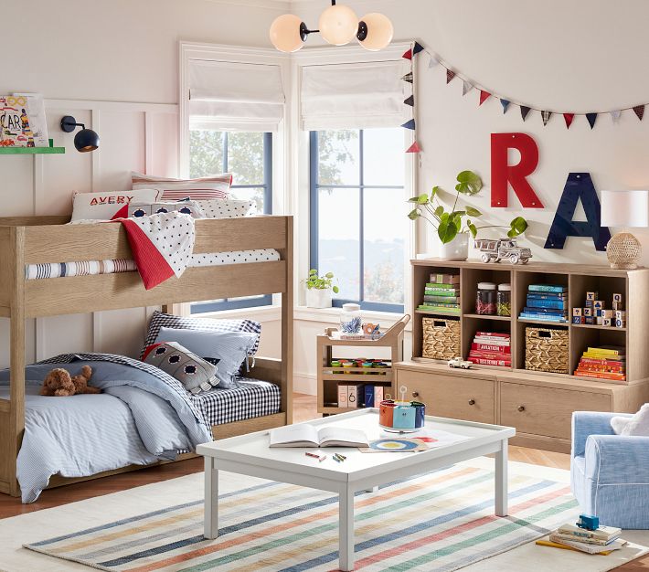 Cube De Rangement Pliable Pottery Barn – Enfant Garçon – Rayures Rouge Et Marine – Jumbo